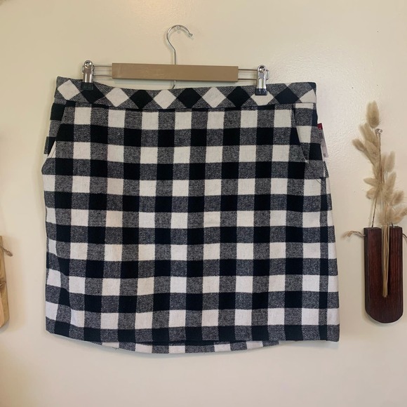 Black & White Plaid Wool blend Mini Skirt 2x from Joe Boxer NWT - Picture 1 of 4